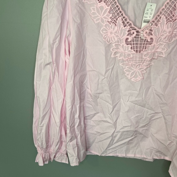 NWT J. Crew V-Neck Top with Eyelet Trim Baby Ballet Pink - Picture 6 of 12